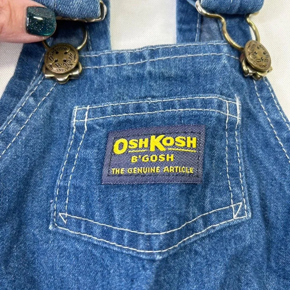 Vintage Oshkosh B'gosh Blue Vestbak Overalls Unisex Baby & Toddler Size 9 Months